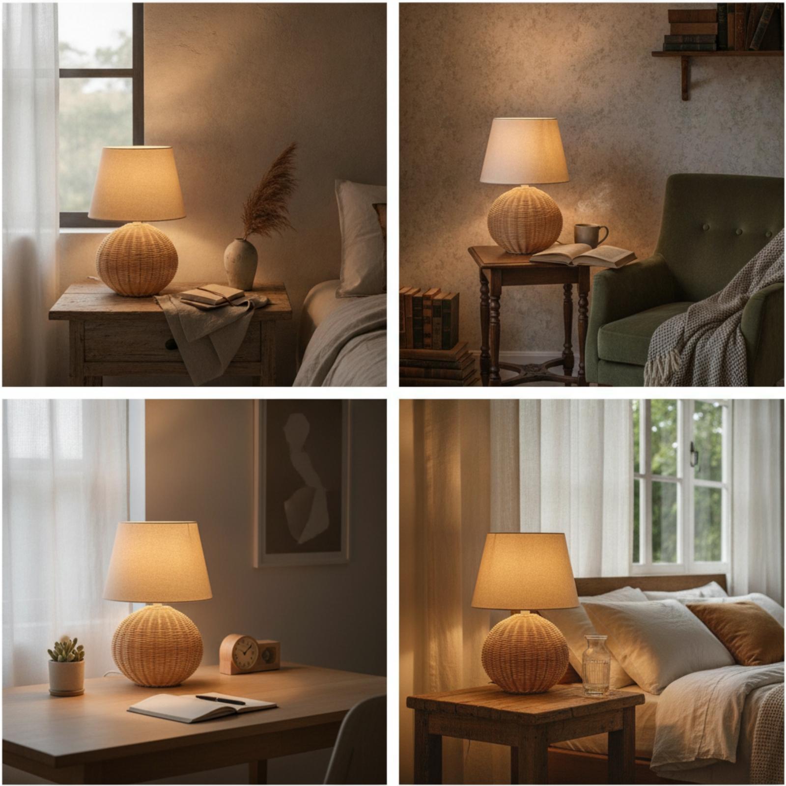 Lampka nocna z rattanową podst – Lighting Table Decor recenzja i cena