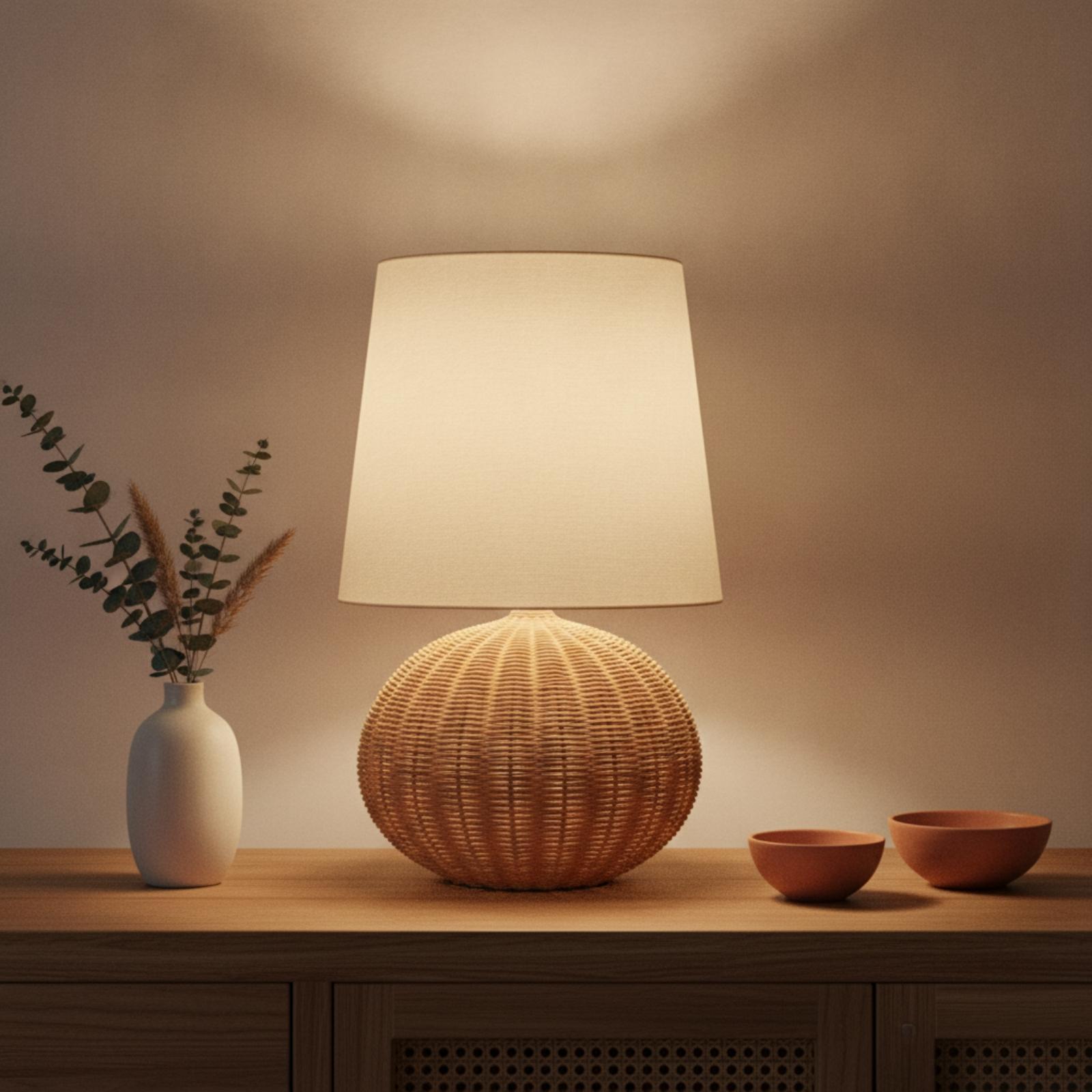 Lampka nocna z rattanową podst – Lighting Table Decor recenzja i cena